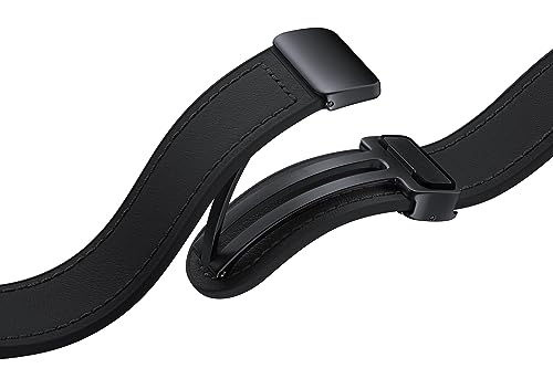 Image of SAMSUNG Galaxy Watch 6, 5, 4 Series Hybrid Eco Leather Band, Wide, Magnetic D-Buckle Closure for Men, Women, Smartwatch Replacement Strap, One Click Attachment, Medium /Large, ET-SHR94LBEGUJ, Black