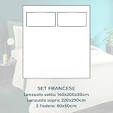 Lisola Kompletny zestaw francuskiej pościeli, bawełny i satyny, 1 prześcieradło 220 x 290 cm + 1 prześcieradło pod 140 x 200 x 30cm + 2 poszewki 80 x 50 cm, wyprodukowane we Włoszech, Model: diament,