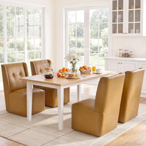 Rolling Dining Chair with Wheels Set of 2, Swivel Dining Chairs - Image 5