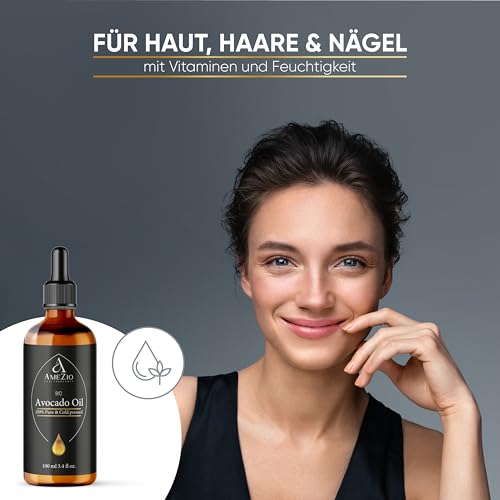 Foto von Avocadoöl Bio Kaltgepresst I Für Haare, Gesicht, Körper, Haut I Avocadoöl baby I 100% rein und nachhaltig I Natürlich für Kosmetik I Hautpflege I Vegan und Tierversuchsfrei I Hexanfrei I 100 ml
