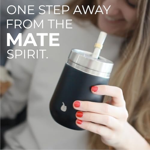 Image of MyGaucho Yerba Mate Cup Gourd Set, Large 10oz, 2 Bombillas & Spill-Prev Lid | Includes BPA-free lid and cleaning brush for easy prep, comfortable sipping, and simple cleanup at home, work, or on the go