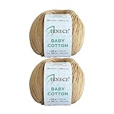 FINECE Baby Cotton, 60% Cotton 40% Acrylic Yarn, Fine (2) for Crochet and Knitting 2 x 1.76 Oz (2 x