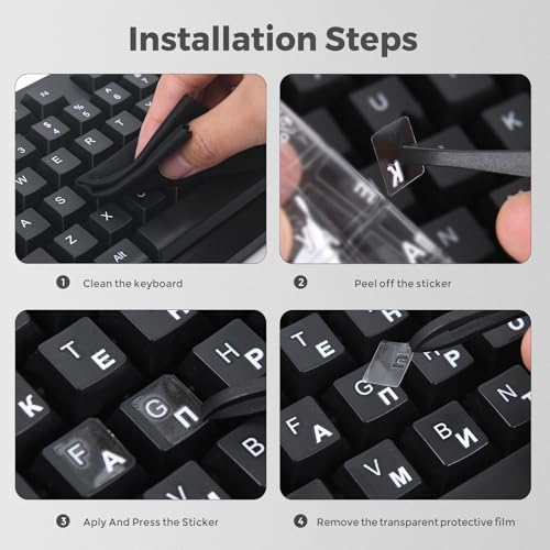 Pegatinas para Teclado Ruso, Letras Blancas 5 en 1 miniatura 6