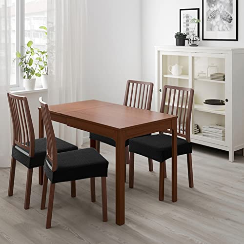 KELUINA Stretch Lattice Jacquard Waterproof Chair Seat Covers for Dining Room 1/2/4/6 PCS Chairs Covers Dining Chair Covers Kitchen Chair Covers (Black,6 Pcs) - Image 2