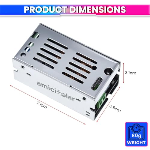 Image of amiciSolar 6A DC-DC Buck Converter 13-90V to 1.5V-60V Step-Down Power Voltage Regulator Module - Adjustable Output, High Efficiency for Electronics, Battery Charging & More