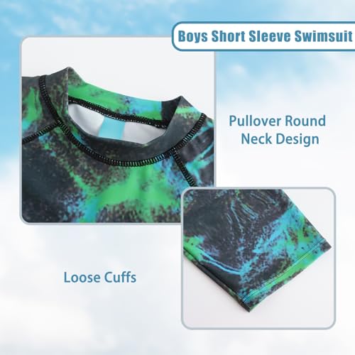 Boys Short Sleeve Swim Shirt for Boys Rash Guard Shirts UPF 50+ Sun Protection Bathing Suits4
