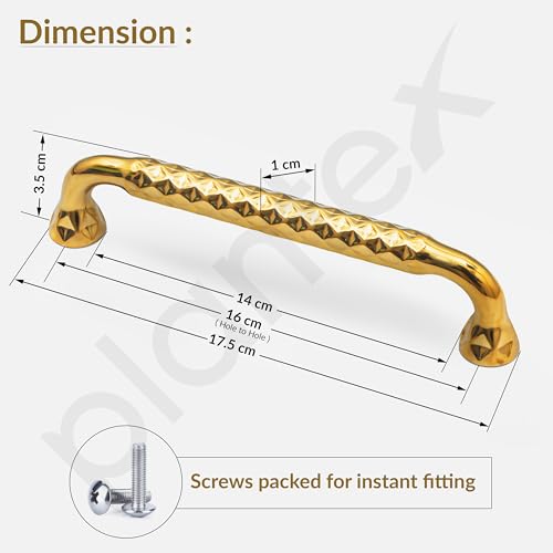 Image of Plantex Cabinet Handle /Kitchen Cabinet Door Handle /Wardrobe /160 mm Cupboard Handle /Door Pull-Push Handle for Home /Office - Pack of 2 (Gold)