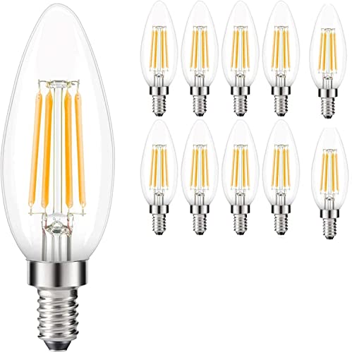 Deck INN Pack of 3 LED Filament 4W SES E14 Candle Equivalent to 40W Incandescent SES E14 Small Edison Screw Cool White 6500K,470 Lumens Non-Dimmable