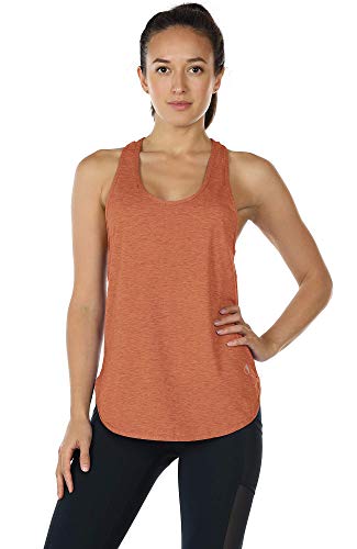 Icyzone Workout Tank Tops For Women - Athletic Yoga Tops, Racerback Running Tank Top Loose Fit(Pack Of 2) (S, Smoke Pine/Dusty Orange) #TOP3