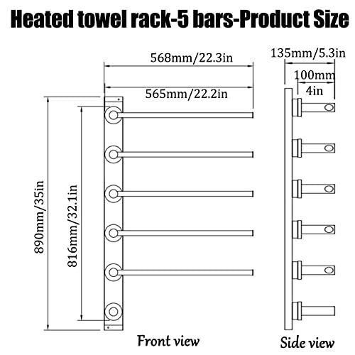 Calentador de toallas de pared para baño que elimina la humedad con interruptor 6