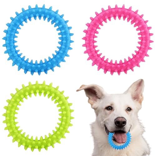 YSHODGU 3 Stück Kleiner Hund Ring, Welpe Zähne Kauen Spielzeug, für 360° Saubere Oral Haustierzähne und Beruhigen Juckreiz