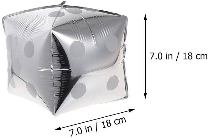 SAFIGLE Dice Foil Balloons 7 Inch Square Cube 18X18X18 Cm Theme Decorations for Game Night Party Supplies and Festive Events