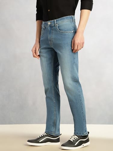 Image of Thomas Scott Men's Slim Fit Stretchable Jeans | Mid-Rise Faded Denim | 5-Pocket Cricket Club Collection
