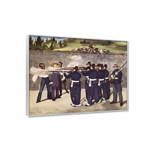 Tableau L'exécution Édouard Manit 20x25cm cadre argent