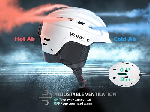 Velazzio Valiant Ski Helmet, Snowboard Helmet - White, L (23.2-24 Inches) #TOP1