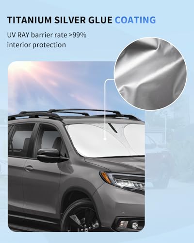 Sunshade for Honda Passport Windshield Sun Shade Custom Fit 2019-2024 2025 Honda Passport, Sport, EX-L, Touring, Eliten, SUV Accessories Foldable Sun Visor Front Window Shield Protector Block UV Ray
