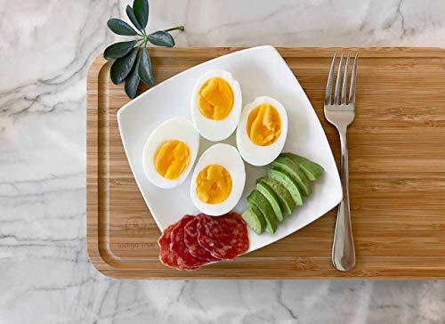 Bamboo Cutting Board With Juice Groove - Convenient Size 8”X13” | Extra Thick Board | Serving Tray | Food Plating - Kitchen Essentials For New Home #TOP4