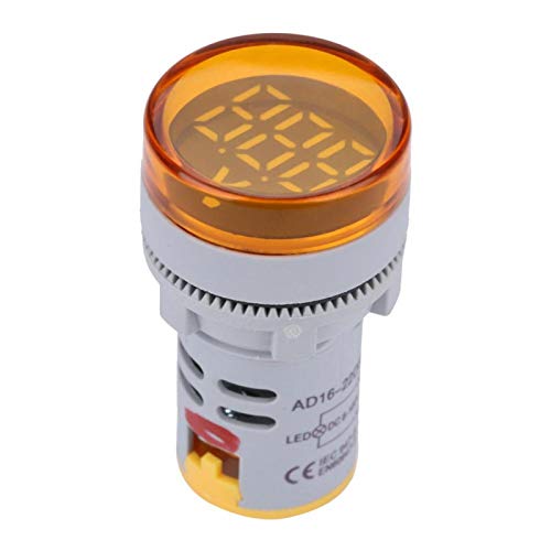 Image of Digital Mini LED Display Voltmeter, DC 6-100V LED Voltmeter Light Digital Display DC Voltage Meter Indicator Round Lamp Tester (Yellow)