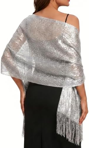 Rheane Sparkling Metallic Shawls and Wraps with Buckle for Evening Party Dresses Wedding Party