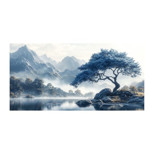 Impression sur toile forêt WIKEO tableau sur toile paysage décoration murale bleu