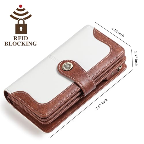 Image of FALAN MULE Wallets for Women Trifold Wristlet Wallets Large Capacity RFID Blocking Ladies Purse Credit Card Holder