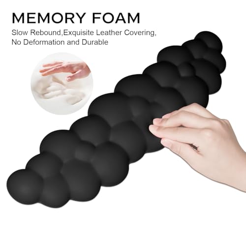 Image of JIKIOU Upgrade Leather Cloud Wrist Rest for Keyboard and Mouse & Cup Pad | Wish Gift-Cute Cloud Shape, Comfortable and don't Irritate to Skin, Non-Slip PU Base,Soft Memory Foam filled for Pain Relief