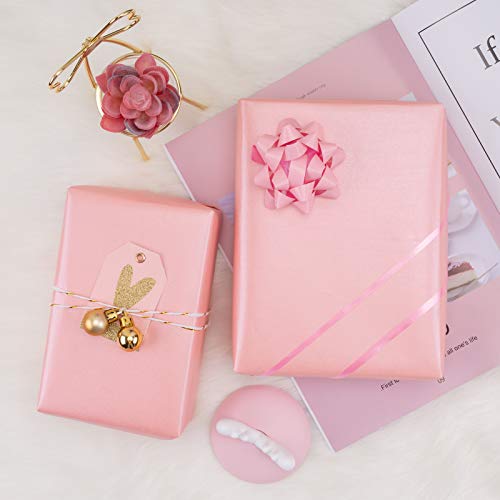 Image of RUSPEPA Pink Gift Wrapping Paper - Solid Color Pearly Shiny Silk Paper for Mother's Day, Valentine's Day, Wedding, Birthday, Baby Shower Girls, Bridal Shower, Anniversary, Easter - 17 Inch X 32.8 Feet