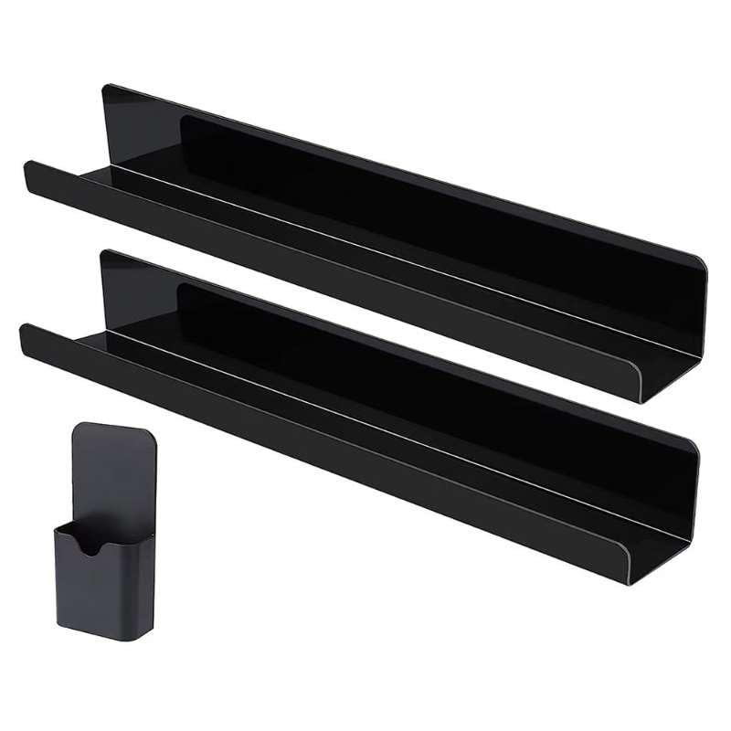 podafu 2 Pack Super Magnetic Book Shelf Floating Bookshelves for Refrigerators，Whiteboards and Folders 17 Inch Clear Magnetic Shelf Holds 12 Lbs