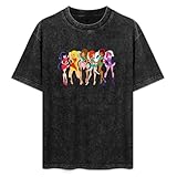 Our sizes: S,M,L,XL,XXL,3XL Winx Club Retro Summer Casual Tee Short Sleeve Crew Neck Cotton Tops Unisex Washed Vintage T-Shirt Black L