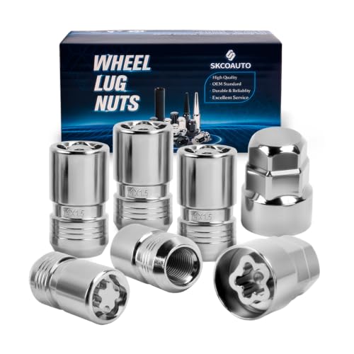 M14 x 1.5 Set of Wheel Lock 5+2 Key Chrome Cone Seat Wheel Locks Fit Canyon Acadia 3 Y X S Excursion Silverado Tahoe Suburban Avalanche/Escalade/Sierra Yukon XL