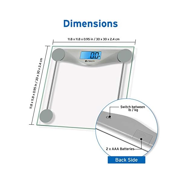 Etekcity-Digital-Body-Weight-Bathroom-Scale-Large-Blue-LCD-Backlight-Display-High-Precision-Measurements6mm-Tempered-Glass-400-Pounds Etekcity Bathroom Scale for Body Weight, Digital Weighing Machine for People, Accurate & Large LCD Backlight Display, 6mm Tempered Glass, 400 lbs