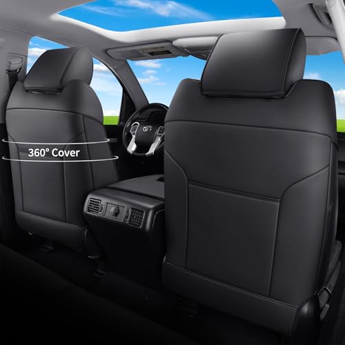 Image of Huidasource Tacoma Front&Back Car Seat Covers, Automotive Seat Cushion Fit for 4th Gen Toyota Tacoma 2024-2026 Double&Crew Cab Trailhunter SR SR5 Limited TRD Sport /Off Road (Full Set /Black&Blue)
