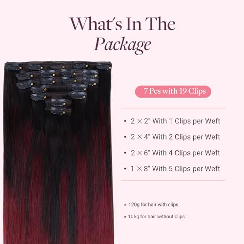 Image of GOO GOO Clip in Hair Extensions Real Human Hair Red Remy Extensions