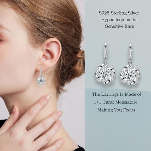 Moissanite Earrings for Women 925 Sterling Silver Drop Earrings for Girl D Color VVS1 Clarity Stud Earrings Christmas New Year's Promise Birthday Gift With Certificate3