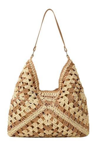 Bolso Hobo de Paja Vintage, Estilo Tejido para Verano miniatura 1
