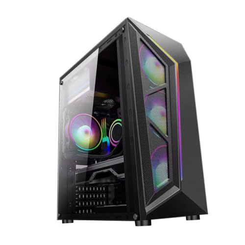 Gabinete de PC HOMSFOU RGB Mid Tower para gaming con panel lateral templado, compatible ATX y Micro-ATX, excelente ventilación y disipación de calor para DIY y oficina miniatura 1
