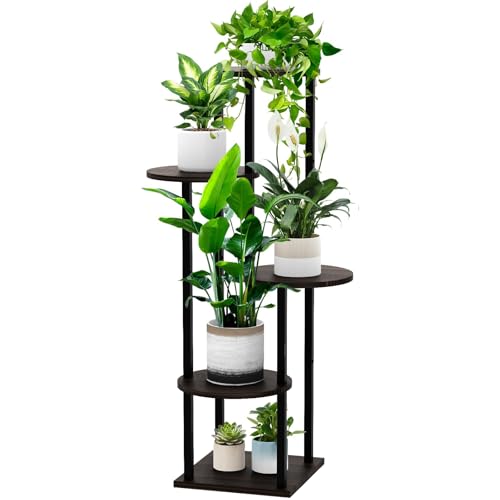 YOCOMEY 5 Tier Hölzern Blumenregal Metall Pflanzenregal, Mehrstöckig Blumenständer Pflanzenständer Blumenbank Blumentreppe Pflanzentreppe… – Ansicht 1