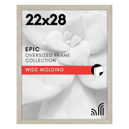 Americanflat 22x28 Poster Frame with Polished Plexiglass - Wide Picture Frames Made of Engineered Wood for Vertical or Horizontal Wall Display - Epic Collection - Grey