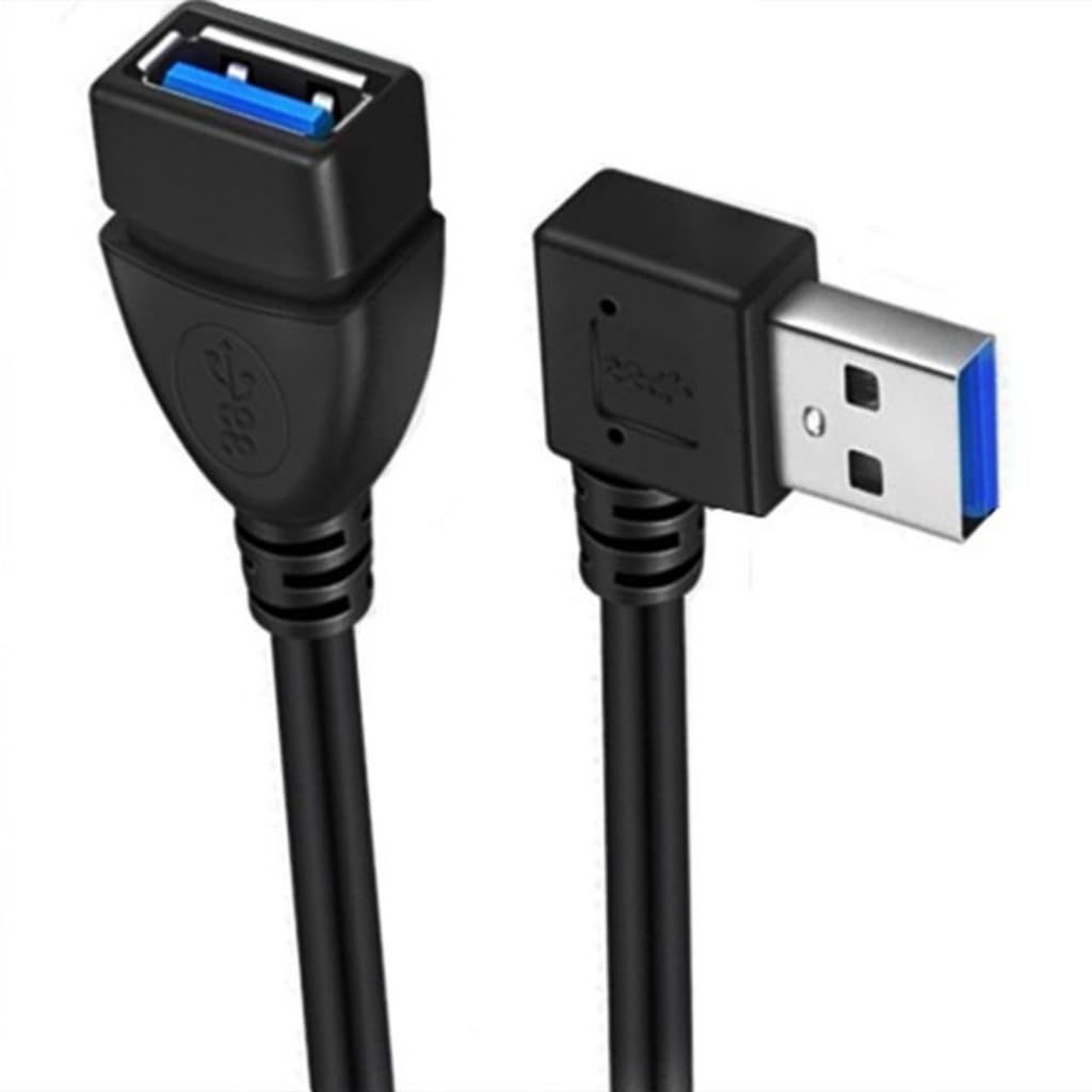 Elnwnnkc USB3.0 Male to Female Extension Cable 90Degree Angles USB3 Cable USB Extender Cord for Fast Data Transfer &Space