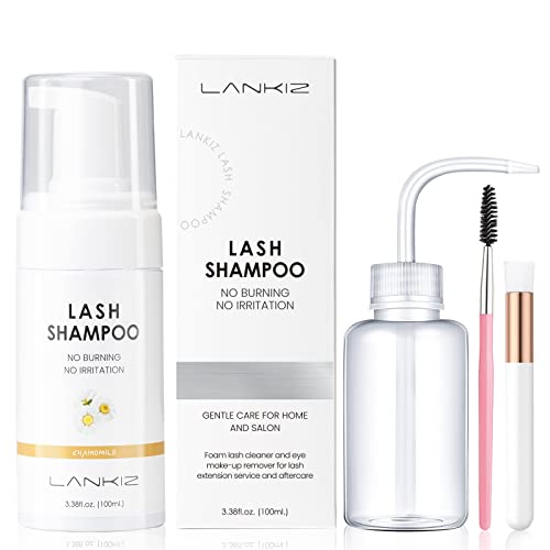 Lankiz Eyelash Extension Shampoo Kit,+2 Brush,Sensitive Eyelid Foam Lash Cleanser For Extensions,Lash Shampoo,Deep Clean Eyelash,Makeup& Mascara Remover& Spa, Professional & Self Use (100Ml//Chamomile/) Visit The Lankiz Store #TOP30