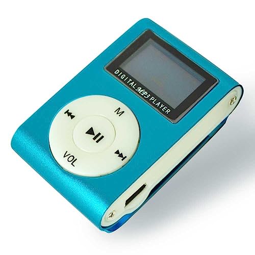 OcioDual Lecteur de Musique Numérique MP3 en Métal Mini USB Bleu Supporte Carte SD jusqu'à 32Go avec Écran LCD