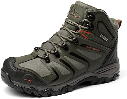 NORTIV 8 Herren Wanderschuhe Armadillo | Rutschfest Langlebig Knöchelhohe Wasserdichte Herausnehmbare stoßdämpfende gepolsterte Einlegesohlen leichte Outdoorschuhe