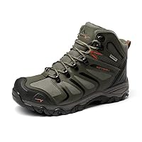 NORTIV 8 Herren Knöchelhohe wasserdichte Wanderschuhe leichte Outdoor-Schuhe für Trekking und Trails Armadillo,Size 42W,Olive/Schwarz/Orange,160448_M-W