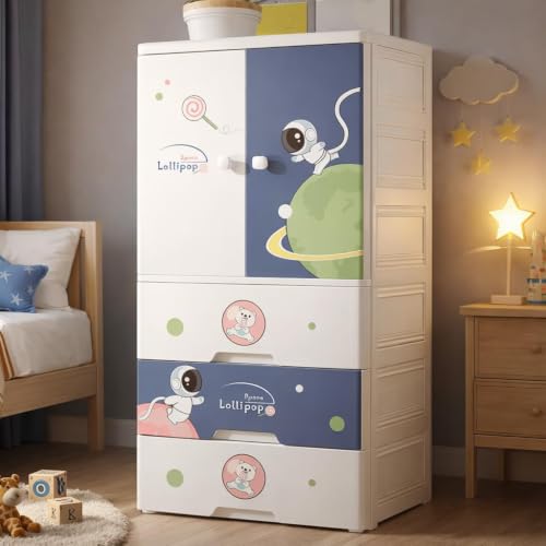 Image of HIWARE Premium Modular Wardrobe for Bedroom, Kids Room and Home | Spacious Clothes Storage Cabinet with Drawers and Shelves | Modern Stylish Design, Heavy Duty, Multiuse Organizer- SJ6514-SKY Blue