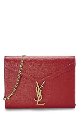 Pre-Loved Red Grainy Leather Cassandra Wallet On Chain (WOC), Red