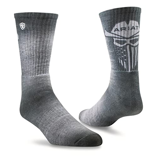 Ariat Graphic Crew Socks, 2 Pairs Roughneck Grey/Work Orange MEDIUM2