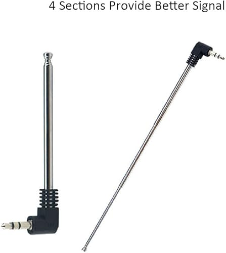 Miniatura 4 de Antena de radio FM de 0.138 in de 9.5 pulgadas retráctil para radio portátil, receptor estéreo de interior, receptor de audio AV Vedio, receptor de