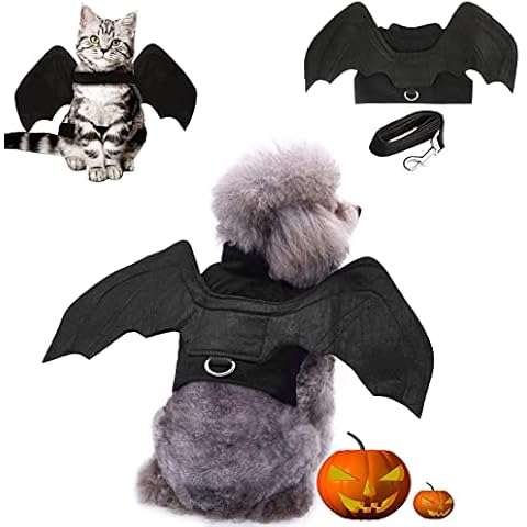 LKEX Cat Dog Bat Wings Costume Halloween Costumes Small Medium Pet Bat Wings, Puppy Cosplay Bat Costume Funny Dog Clothes Shapable Bat Apparel Cool Dress Up Accessories for Halloween Party (Large) Cover
