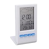 SIXRUN Temperaturstation, Digital Hygrometer Thermometer mit LCD und Hintergrundbeleuchtung, Dostmann Funk Wetterstation für Wohnzimmer, Schlafzimmer und Büro (WHITE)