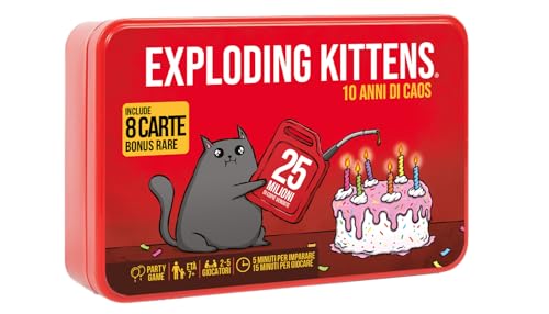 Asmodee – Exploding Kittens 10 Anni di Caos, Gioco da Tavolo, Gioco di Carte, Party Game, 7+ Anni, 2-5 Giocatori, 15 min, Edizione in Italiano